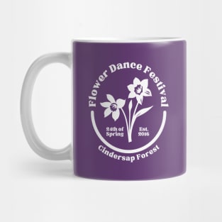 Stardew Valley Flower Dance Festival Logo | Cute Simple Floral Minimalist Design | White Daffodils Mug